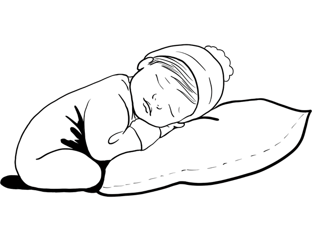 孩子睡在枕頭上